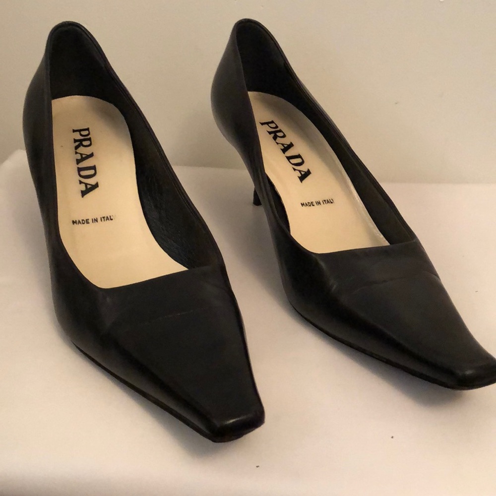 Prada Black leather Kitten Heel Shoes